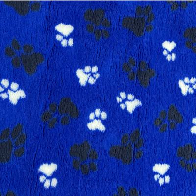 Dry Bed - Non Slip - Blue with Grey & White Paws (Washable Vet Bed)
