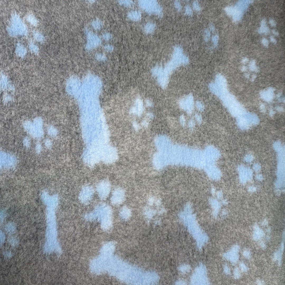 Dry Bed (Vet Bed) - Non Slip - Grey with Light Blue Paws & Bones (Washable Vet Bed)