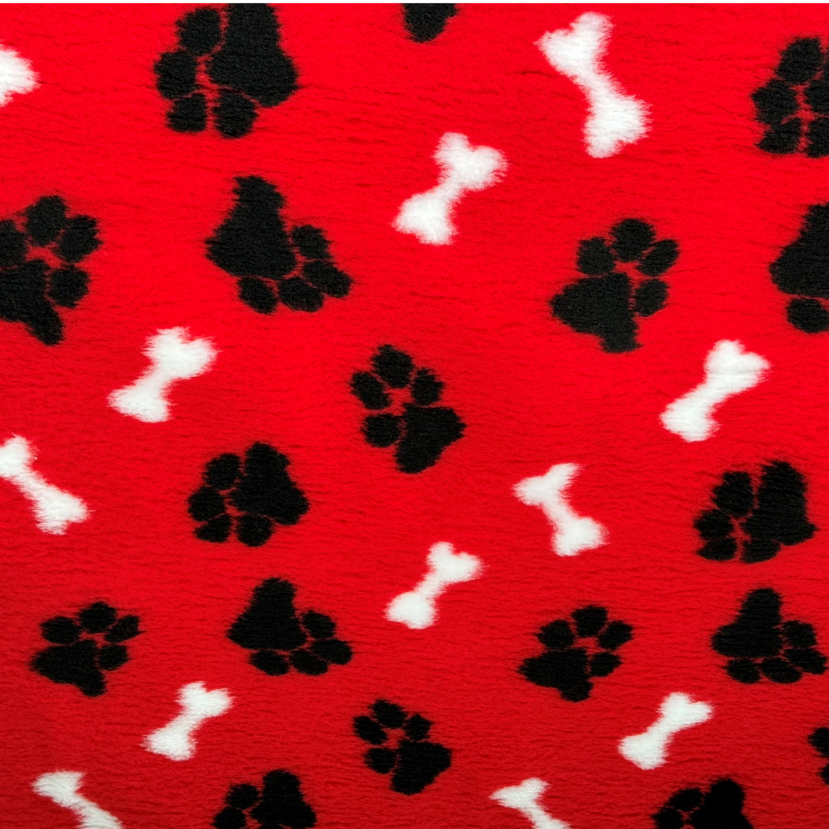 Dry Bed - Non Slip - Red with Paws & Bones (Washable Vet Bed)