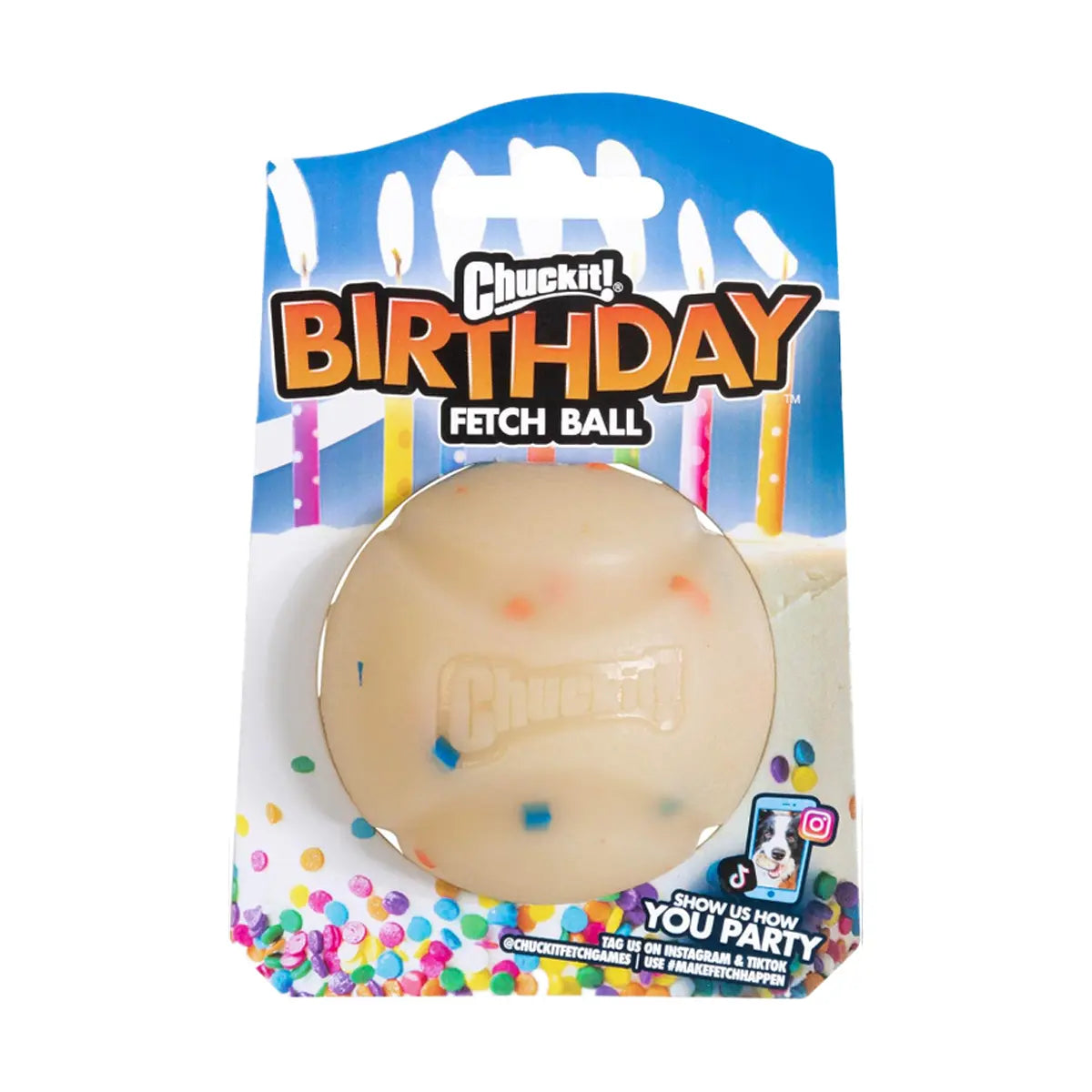 Chuckit Birthday Fetch Ball – Medium (6.35 cm) - Playtime That Pops With Fun! Chuckit