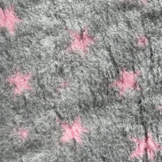 Dry Bed (Vet Bed) - Non Slip Grey with Pink Stars