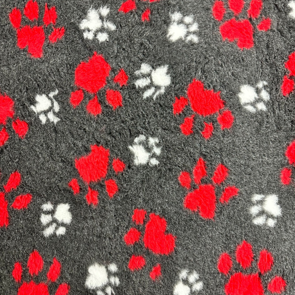 Dry Bed (Vet Bed) - Charcoal with Red Paws Greenback