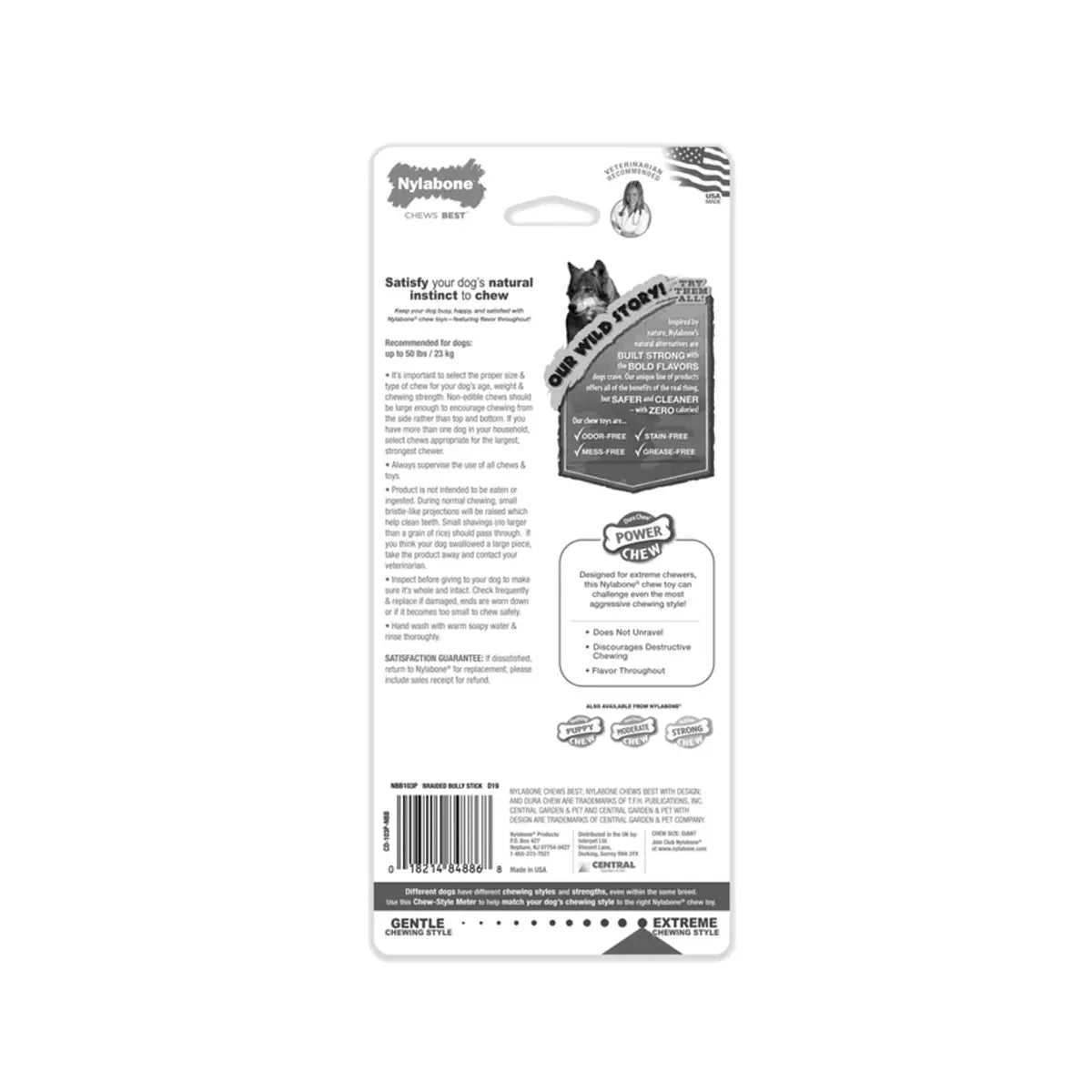 Nylabone Dura Chew Braided Bully Stick – Durable Chew for Strong Chewers Nylabone