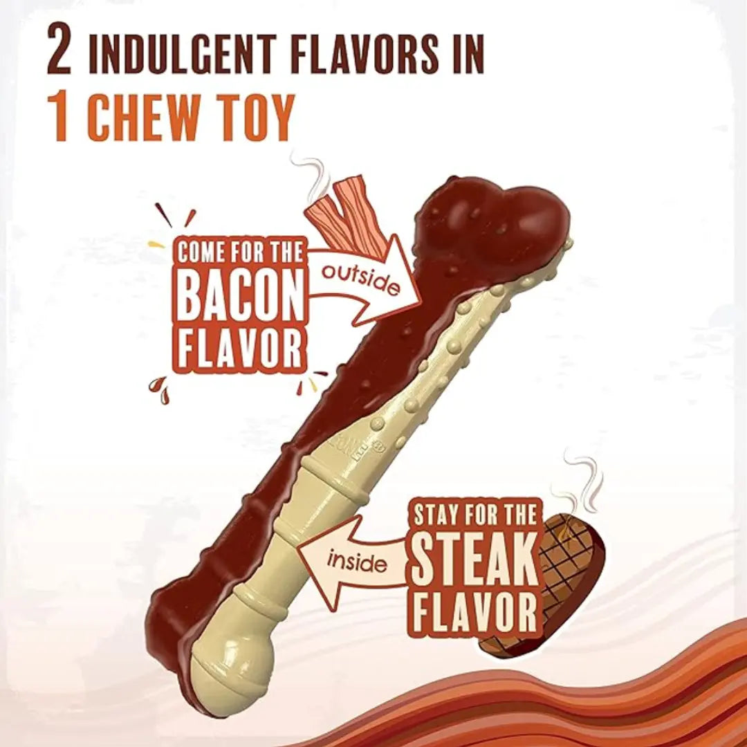 Nylabone Power Chew Basted Bone – Long-Lasting Chew Toy for Powerful Chewers Nylabone