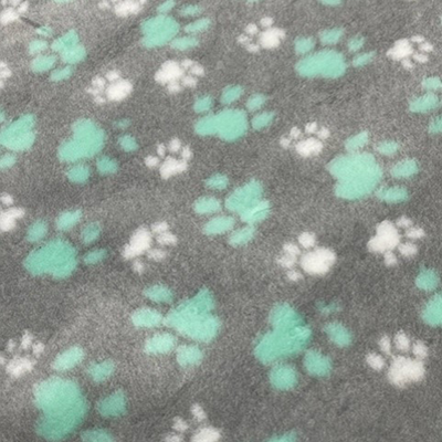 Dry Bed - Non Slip - Grey with Mint Paws (Washable Vet Bed)