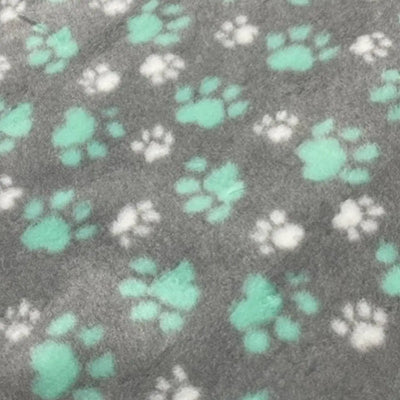 Dry Bed - Non Slip - Grey with Mint Paws (Washable Vet Bed) Thorncombe Pet Supplies