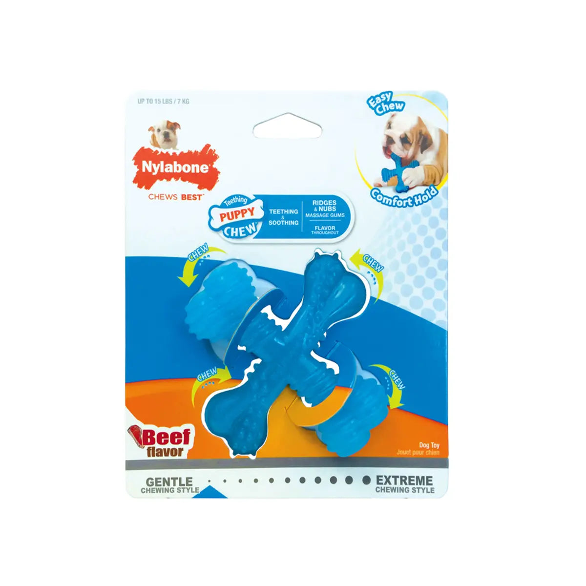 Nylabone Puppy Chew X Bone – Gentle Beef Flavour Teething Toy Nylabone