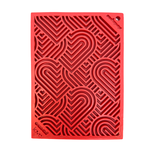 Sodapup Heart Design 'Heart' Enrichment (EMat) Lick Mat - Red - Small