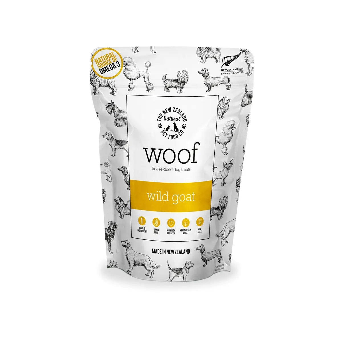 Woof Wild Goat Dog Treats 50g The NZ Natural Pet Food Co.