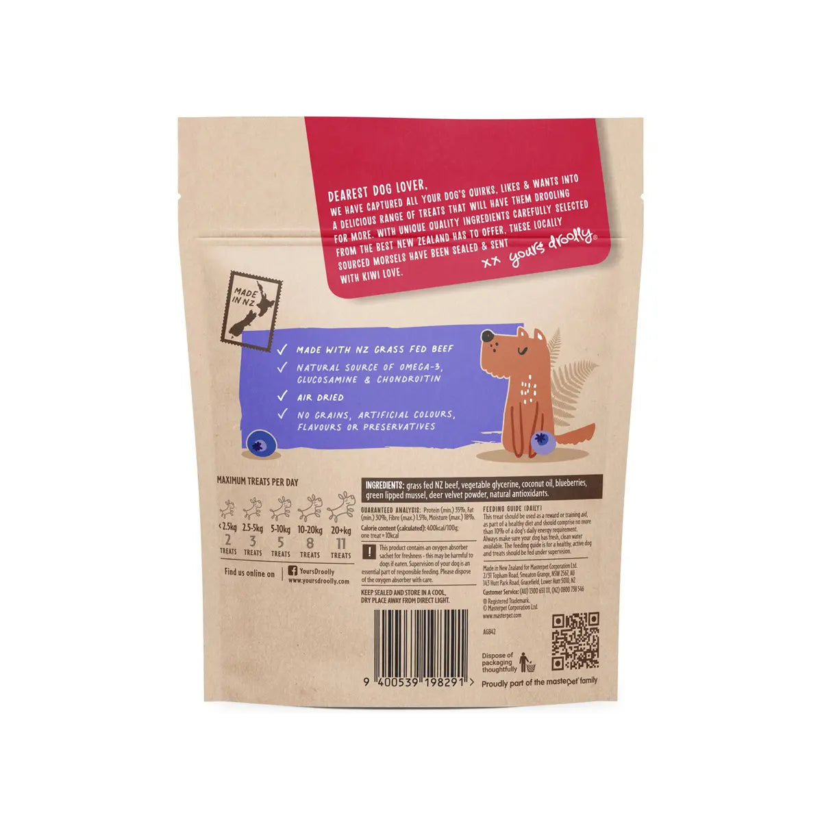 Yours Droolly Beef & Blueberry Dog Treats 100g Yours Droolly