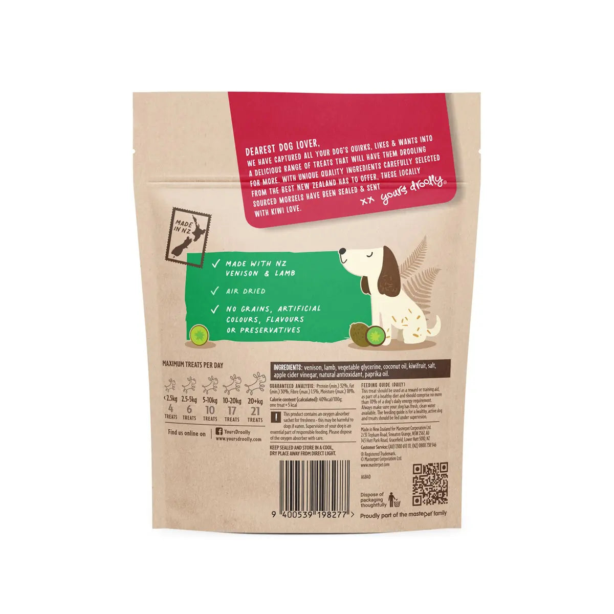 Yours Droolly Venison, Lamb & Kiwifruit Dog Treats 90g Yours Droolly