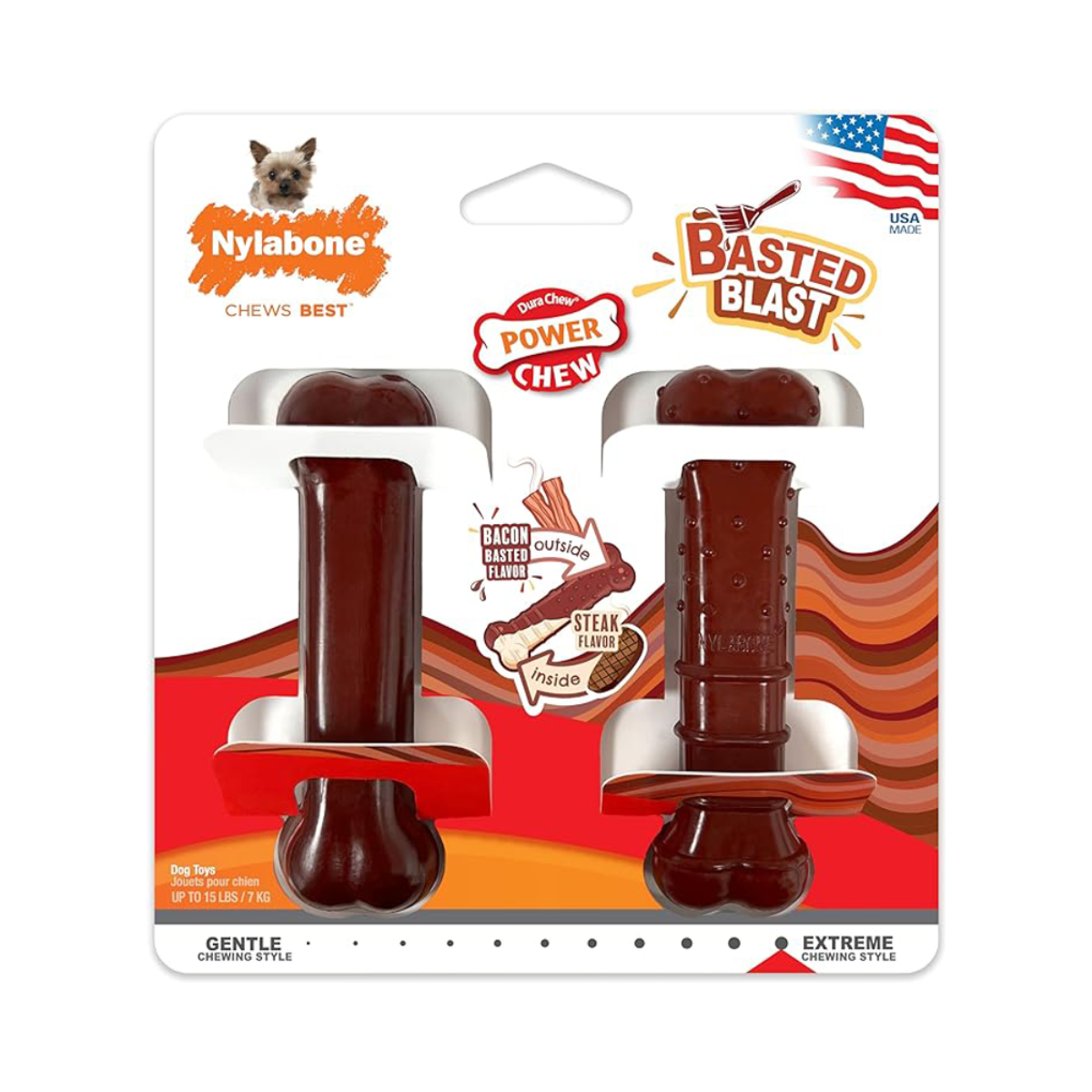 Nylabone Power Chew Basted Bone Twin Pack - Regular