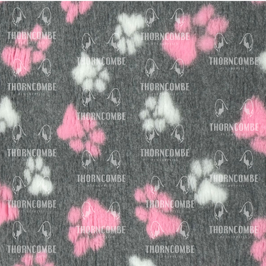 Dry Bed (Vet Bed) - Non Slip Grey with Pink & White Paws - COMING SOON
