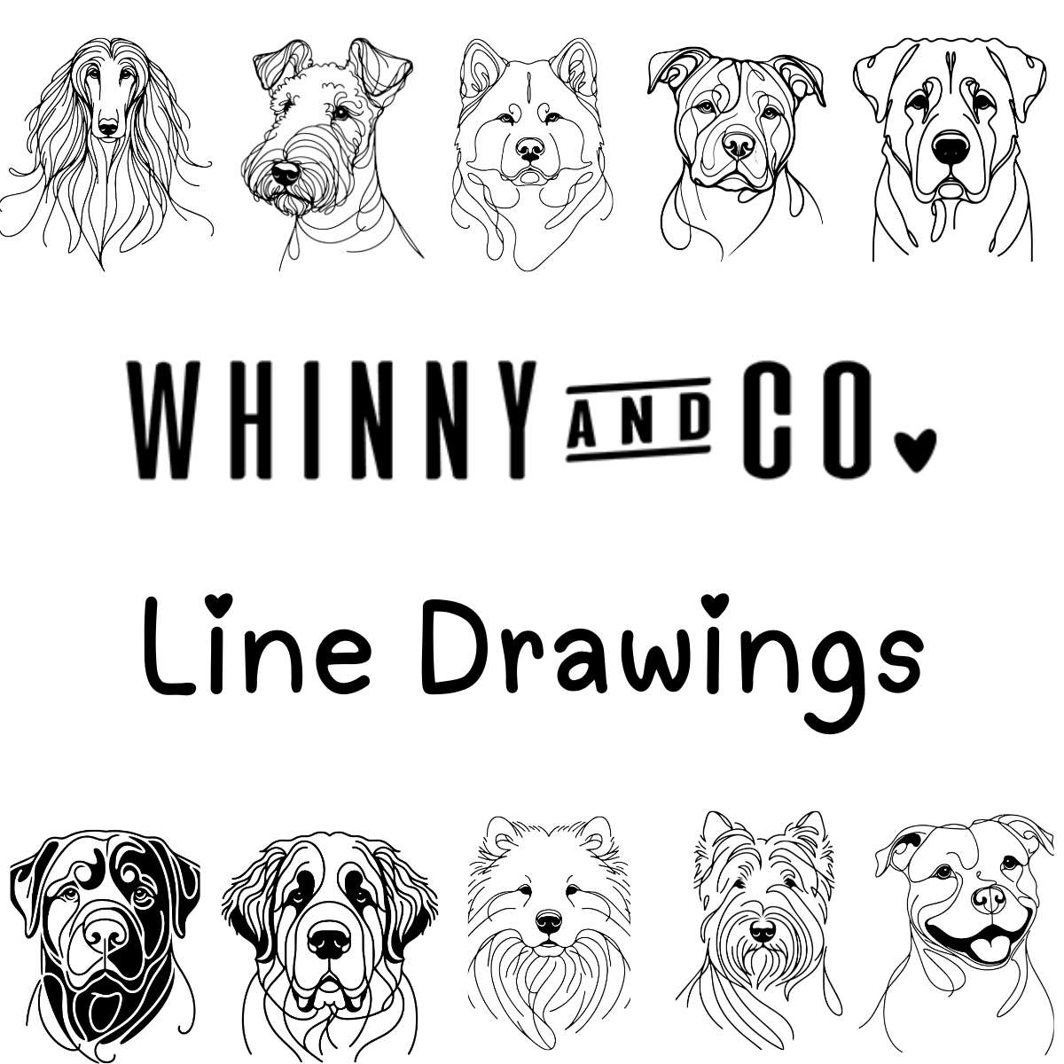 Dog Head Line Drawing - Sticker