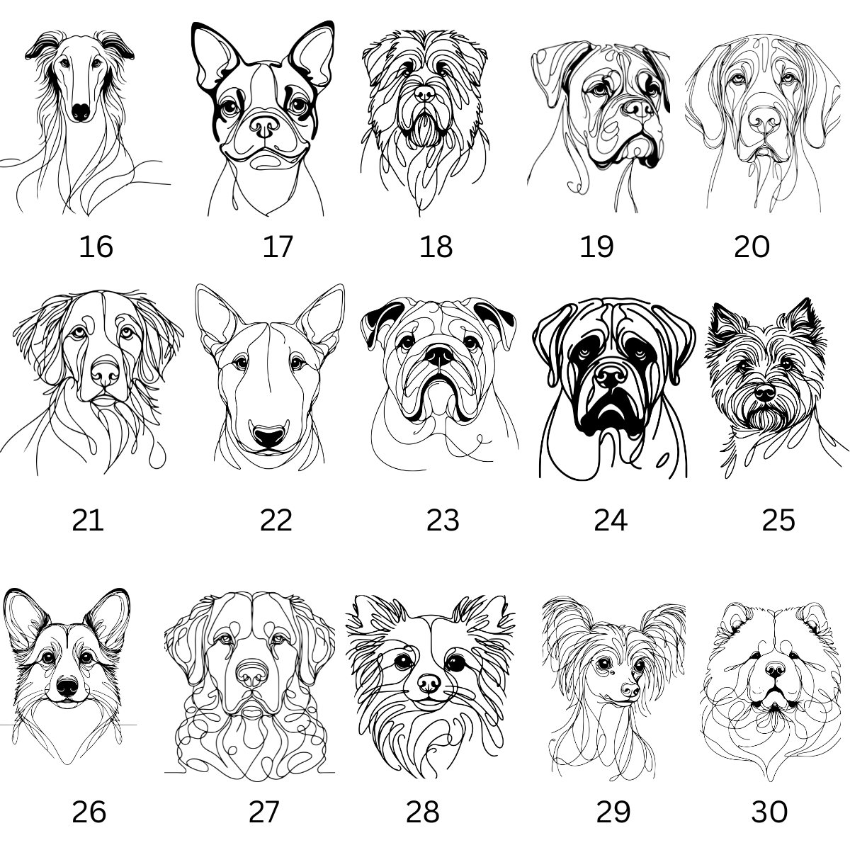 Dog Head Line Drawing - Sticker