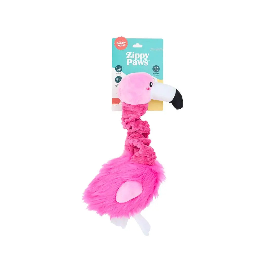 ZippyPaws Bungee Buddiez – Flamingo Plush Dog Toy ZippyPaws