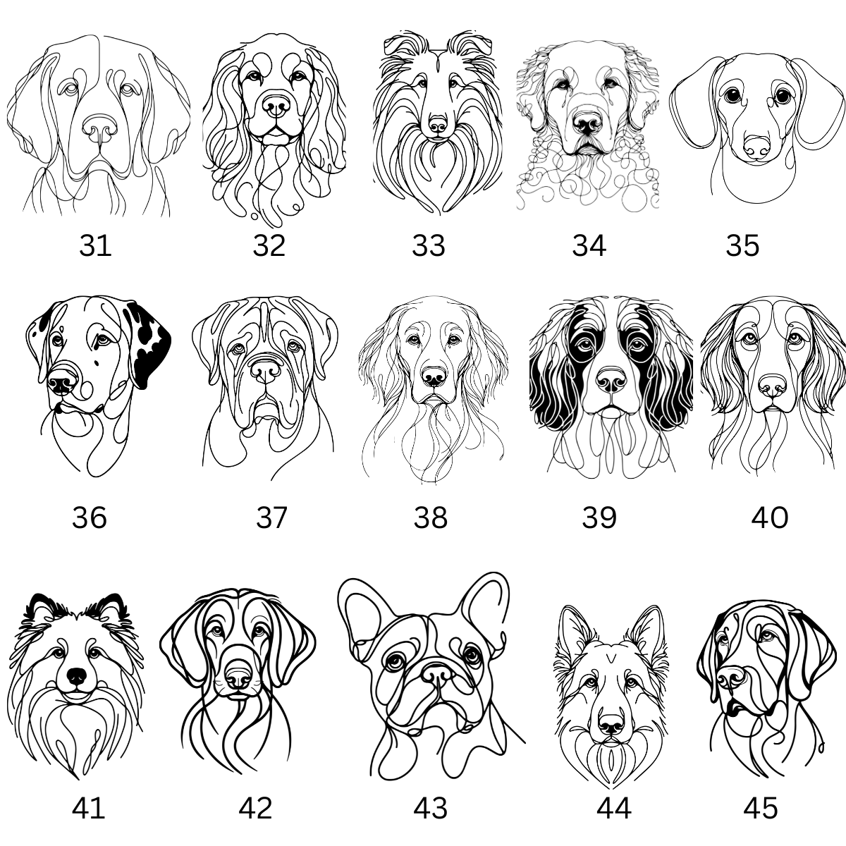 Dog Head Line Drawing - Sticker