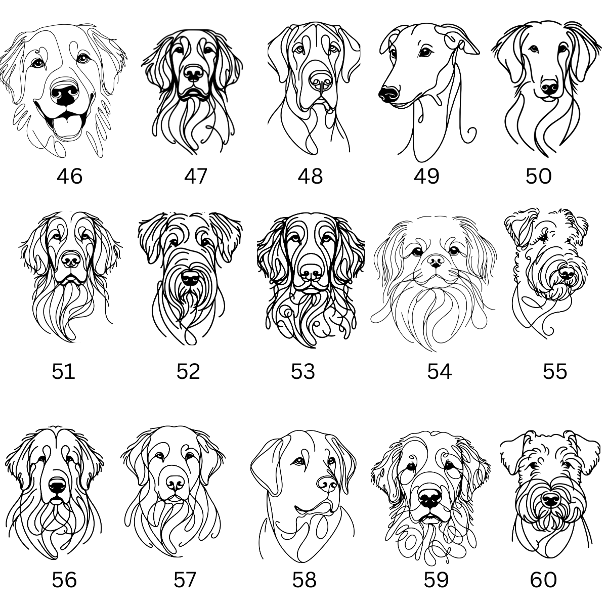 Dog Head Line Drawing - Sticker