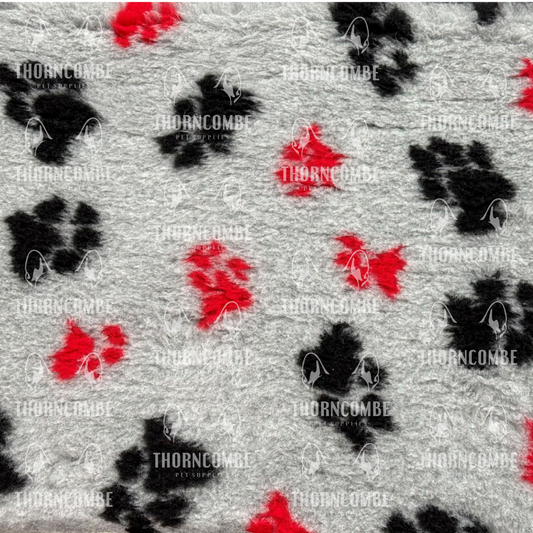 Dry Bed (Vet Bed) - Non Slip Grey with Black & Red Paws - COMING SOON