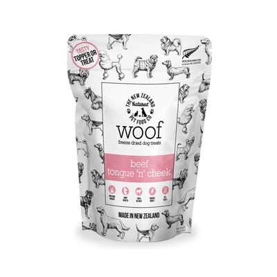 Woof Beef Tongue ’n’ Cheek Dog Treats – 50g
