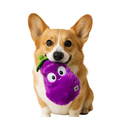 Eggwina Eggplant - Plush Dog Toy - 100% recycled material