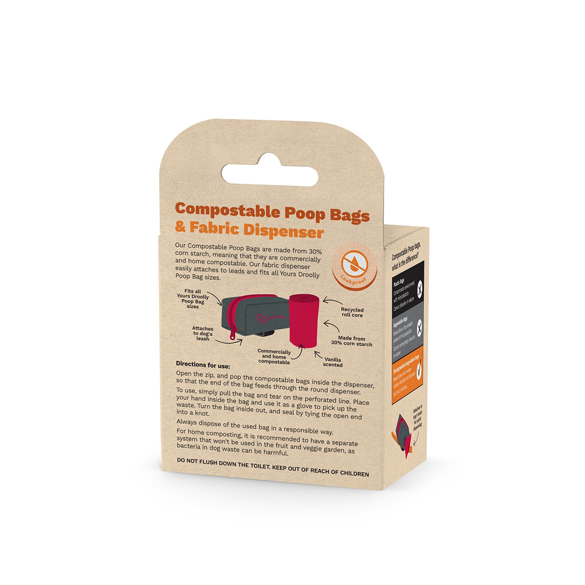 Yours Droolly Compostable Poop Bags with Dispenser