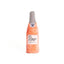 Dog toy shaped like a bottle of Rosé sparkling wine on a white background