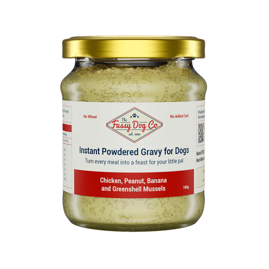 The Fussy Dog Co Chicken, Peanut, Banana, and Green-Lipped Mussel Instant Gravy Powder